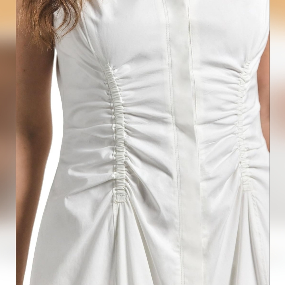 10 Crosby Derek Lam White Midi Dress - Perfect DERBY / Summer Dress - Picture 3 of 11